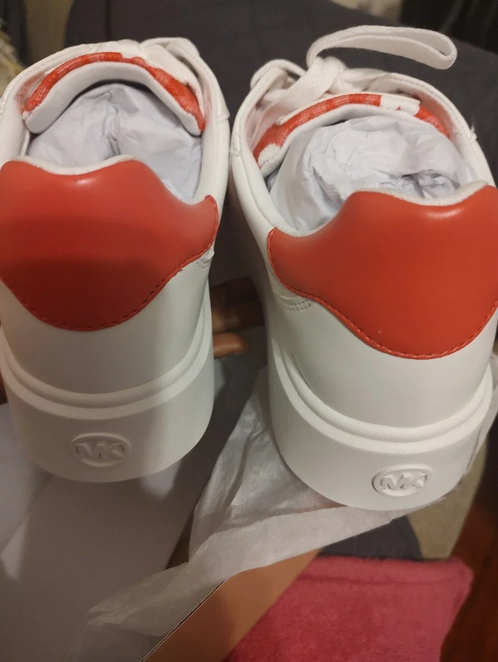 Michael Kors Romey Printed Signature Logo Platform Sneakers Hibiscus  Sz-7.5